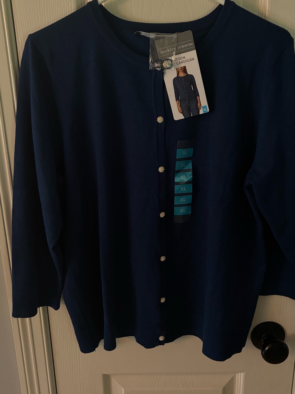 Berkley Jensen Women's Navy Cotton Cardigan - XL Brand NEW